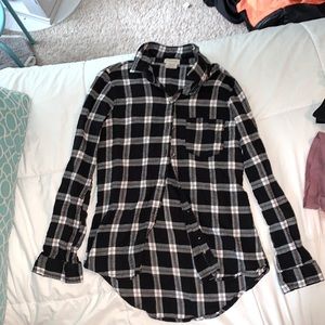 Black and white button up flannel